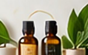 Natural wellness products with green leaves